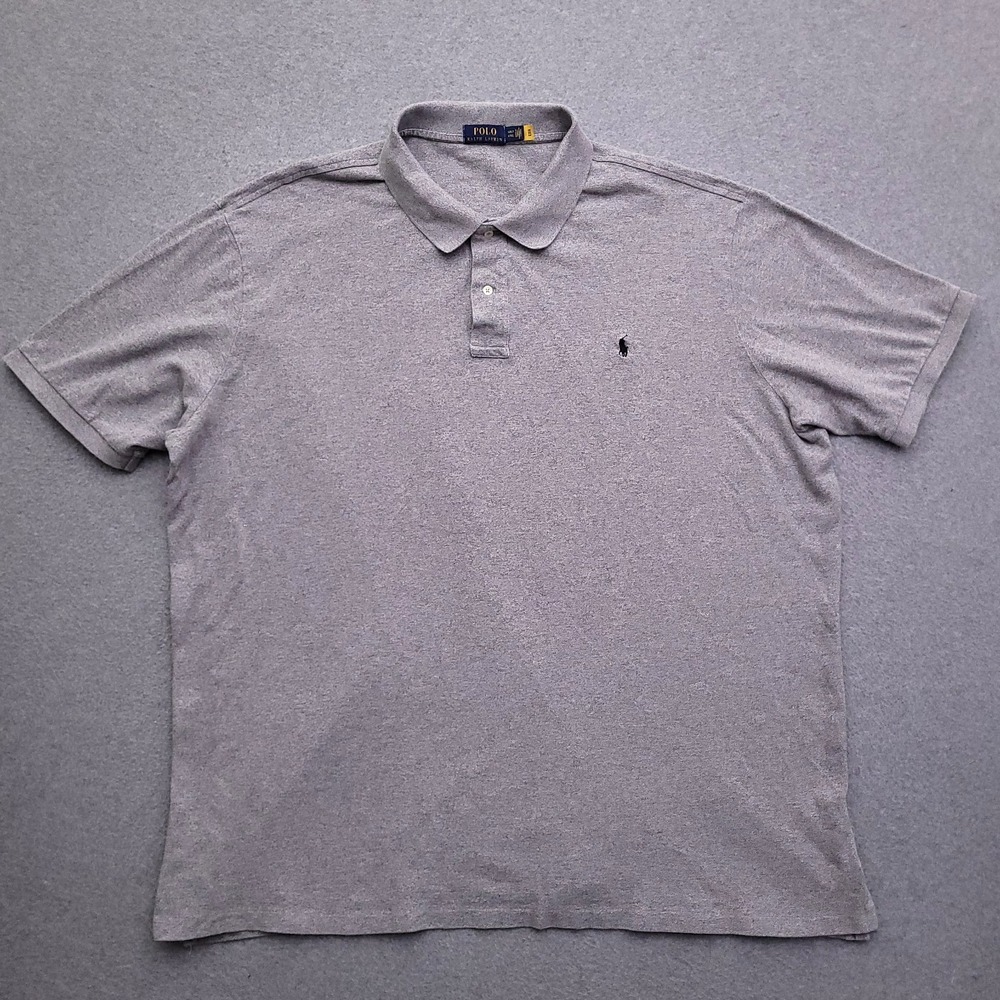 Polo Ralph Lauren Shirt Mens 4XLT Gray Pique Knit Cotton Short Sleeve Pony